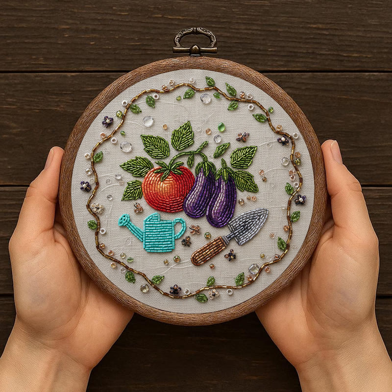 Rubbyoo Bead Embroidery Kit - Vegetable Planting | Easy Handmade Craft | Diy Decorative Hoop Art - image 6