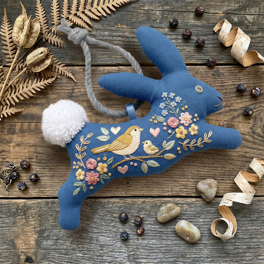 Rubbyoo Rabbit Embroidery Kit - Birds On Branch Design | Meaningful Gift For Mom | Stitched Textile Art - image 5