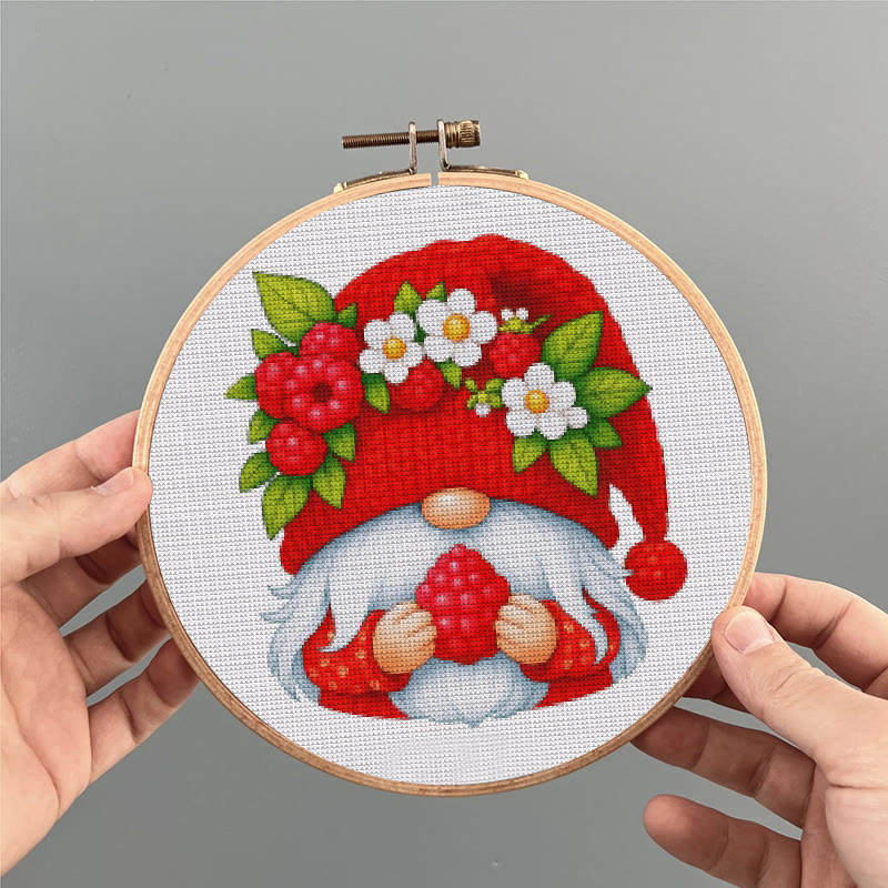  Cross Stitch Kit - Cherry Gnome | Christmas Wall Decor | Diy Floral Needle Art - image 7