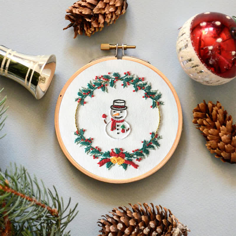 Rubbyoo Embroidery Kit - Christmas Snowman Wreath  - image 4