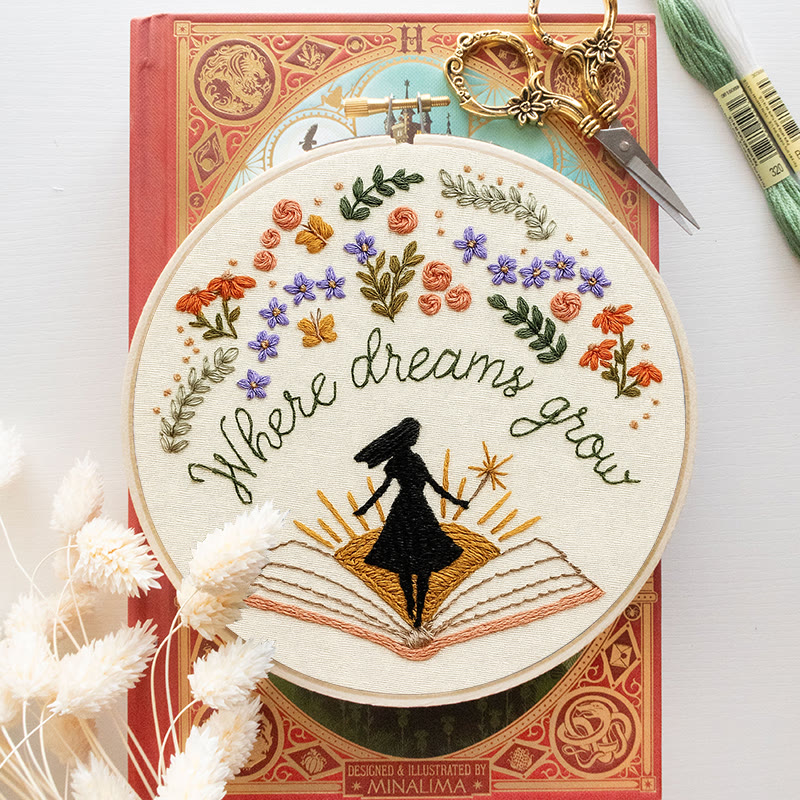 Rubbyoo Embroidery Kit - Charming Flowers With Book | Diy Desk Ornament  | Gift For Book Lovers - image 6