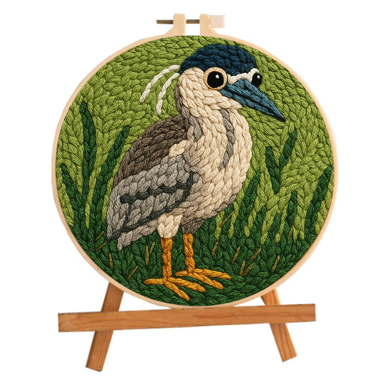Blue Heron Punch Needle Kit - Bird Yarn Artwork | Handicraft Set For Home Ornament - image 10
