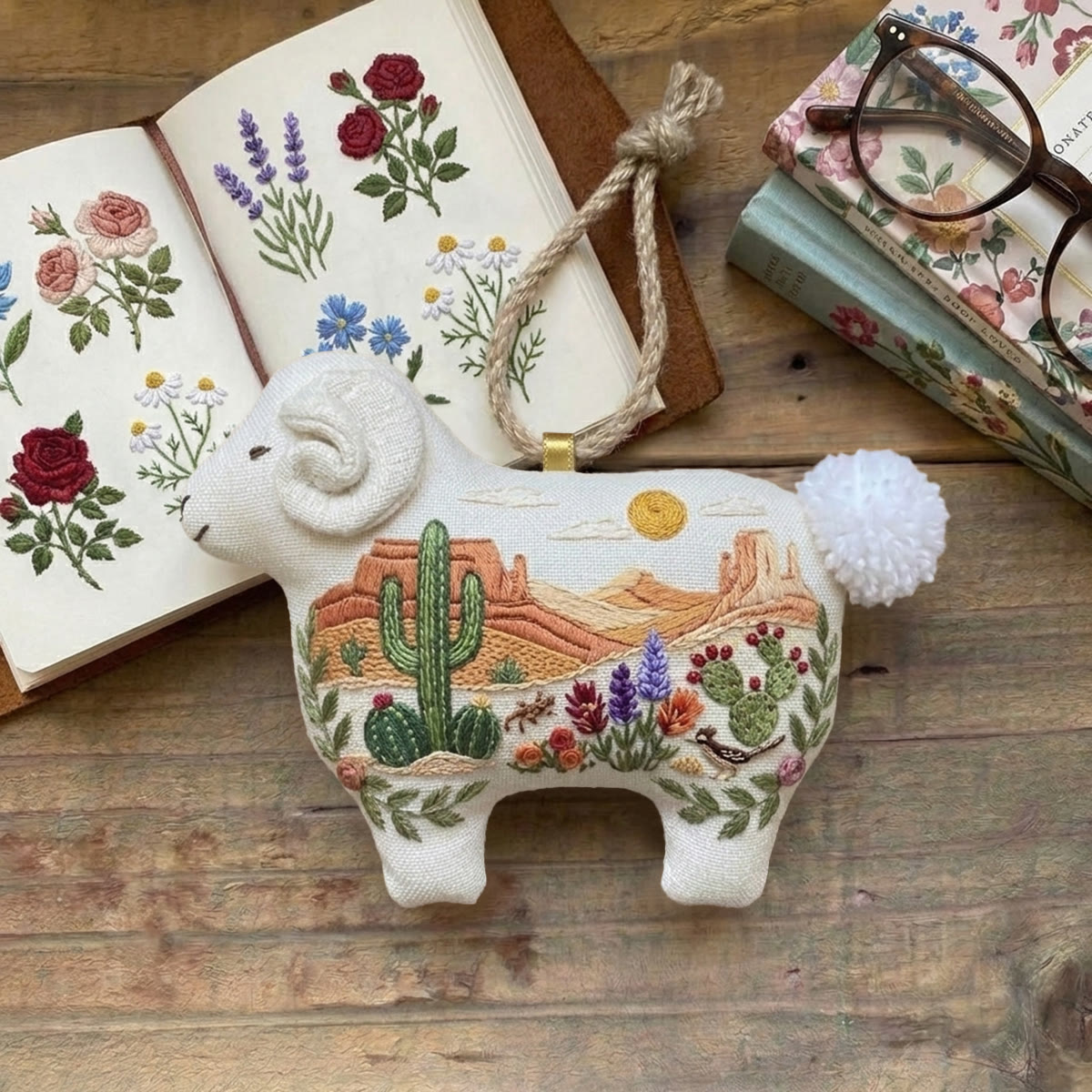 Rubbyoo Lamb-shaped Embroidery Kit - Sunset Desert | Unique Sewing Doll Project | Decorative Sheep Ornament - image 3