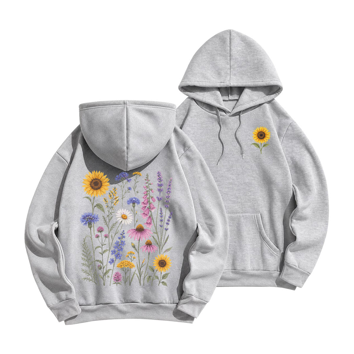 Rubbyoo Sunflower Garden Unisex Hoodie For Flower Lover - Grey - 2XL - image 19