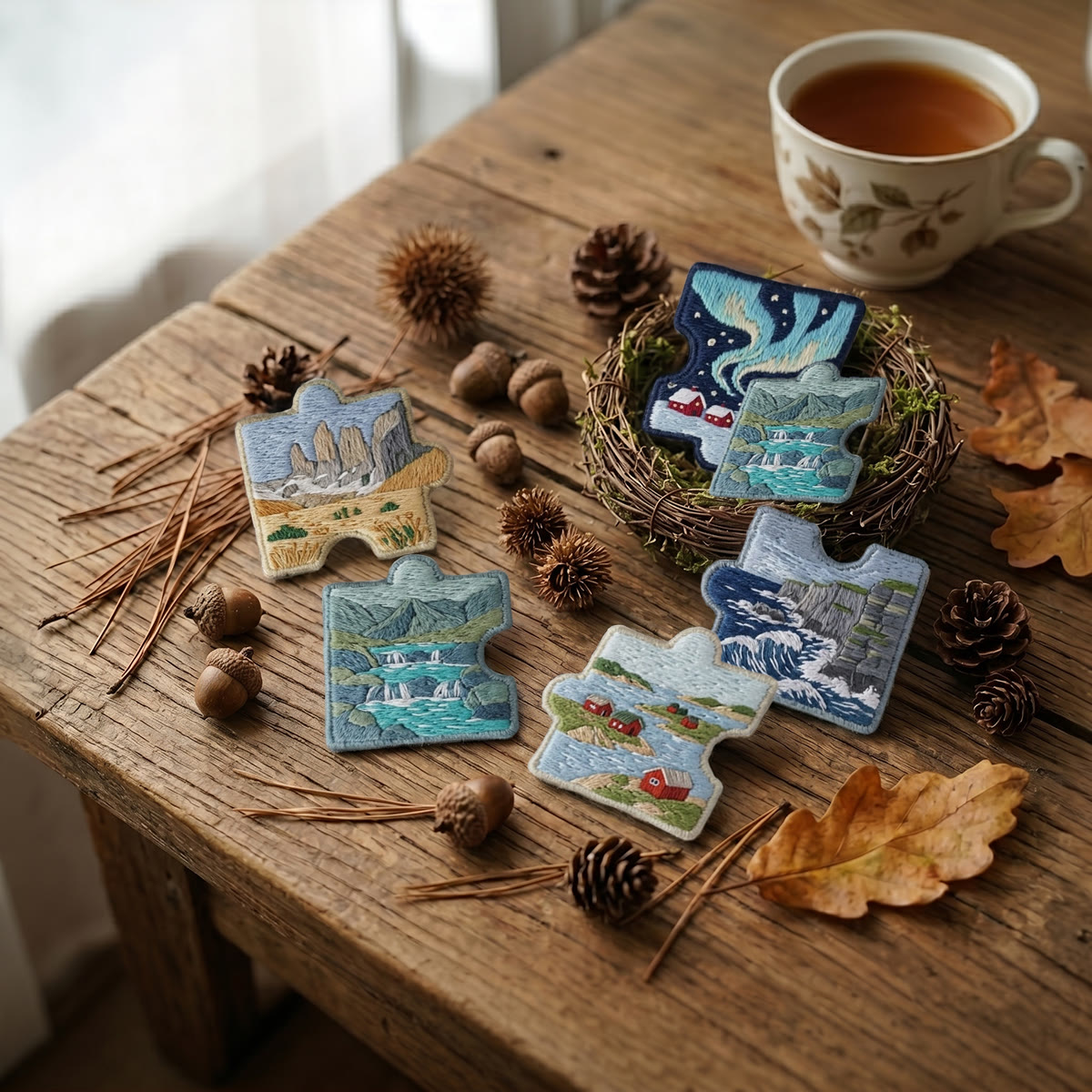 Rubbyoo Diy Magnet & Brooch Embroidery Puzzle Kit - Nature Wonders | Cute Scenic Home Decor - image 6