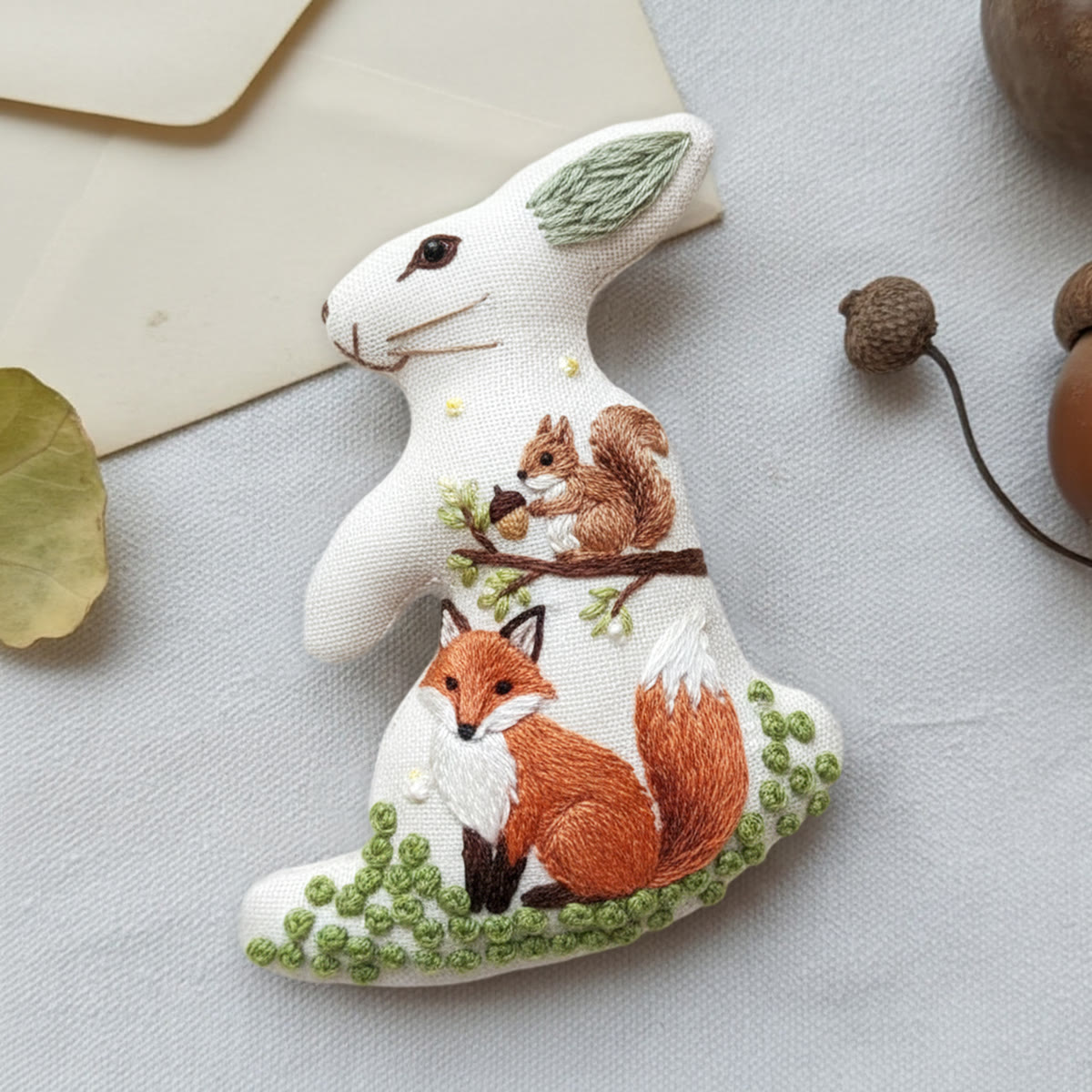 Rubbyoo Rabbit Embroidery Kit - Squirrel And Fox | Animal Stitch Craft | Unique Handmade Art - image 7