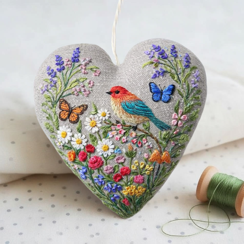 Rubbyoo Heart Embroidery Kit - Spring Garden Bird | Fun Handcraft Project | Ideal Gifting Pick - image 3