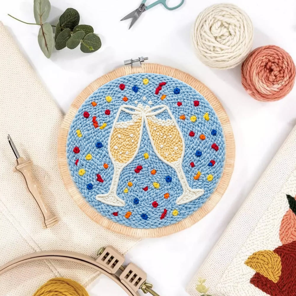 Champagne Cheers  Punch Needle Kit - Colorful Celebration Theme | Useful Housewarming Party Accent - image 2