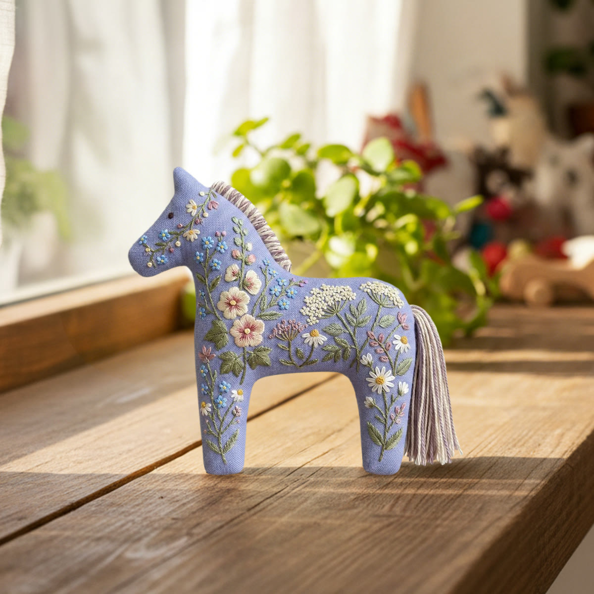 Rubbyoo Dala Horse Embroidery Kit - Daisy And Wildflower | Shabby Chic Gift For Her | Nursery Hanging Decor - image 3