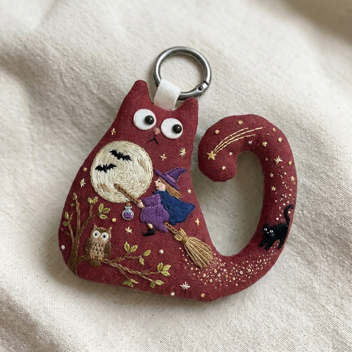 Rubbyoo Cat Embroidery Kit - Witch Riding Broom | Quirky Gift For Friend | Gothic Cat Decor - image 7