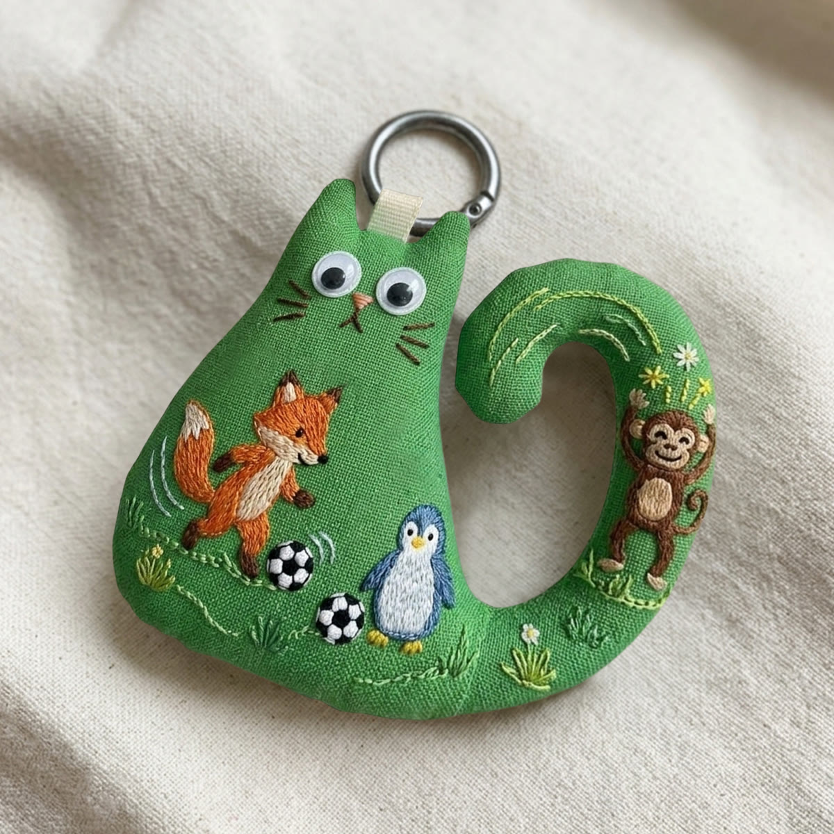 Rubbyoo Cat Embroidery Kit -  Fox Penguin Soccer | Unique Gift For Football Fans | Cute Purse Accessory - image 6
