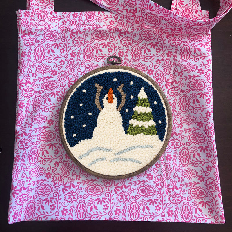 Christmas Snowman And Tree Punch Needle Kit - Handmade Needle Craft | Festival Decoration Gift  - image 10