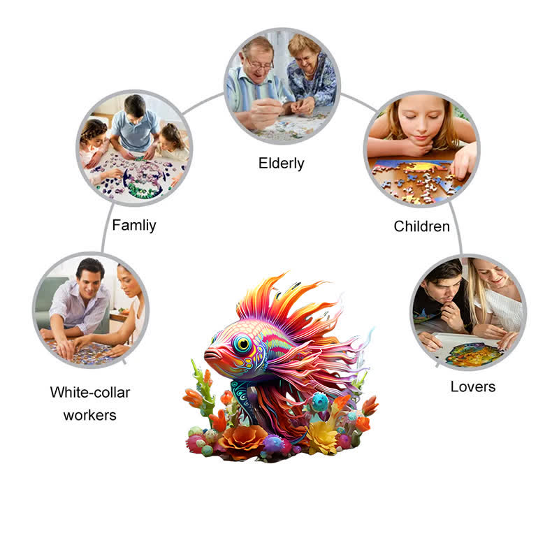 Colorful Fishe - Wooden Jigsaw Puzzle