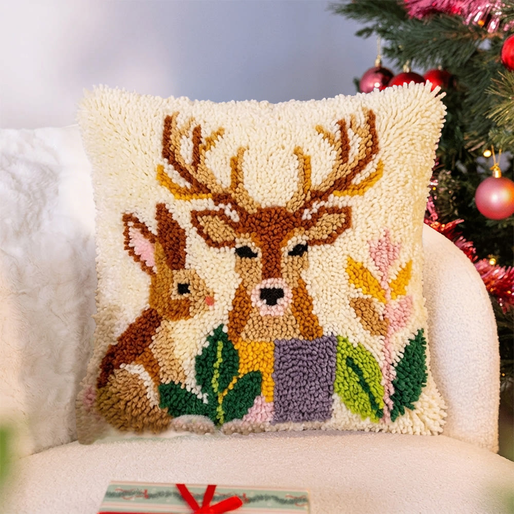 Rubbyoo Latch Hook Pillow Kit - The Deer And The Rabbit | Lovely Animal Handicraft | Decorative Cushion Cover  - image 4