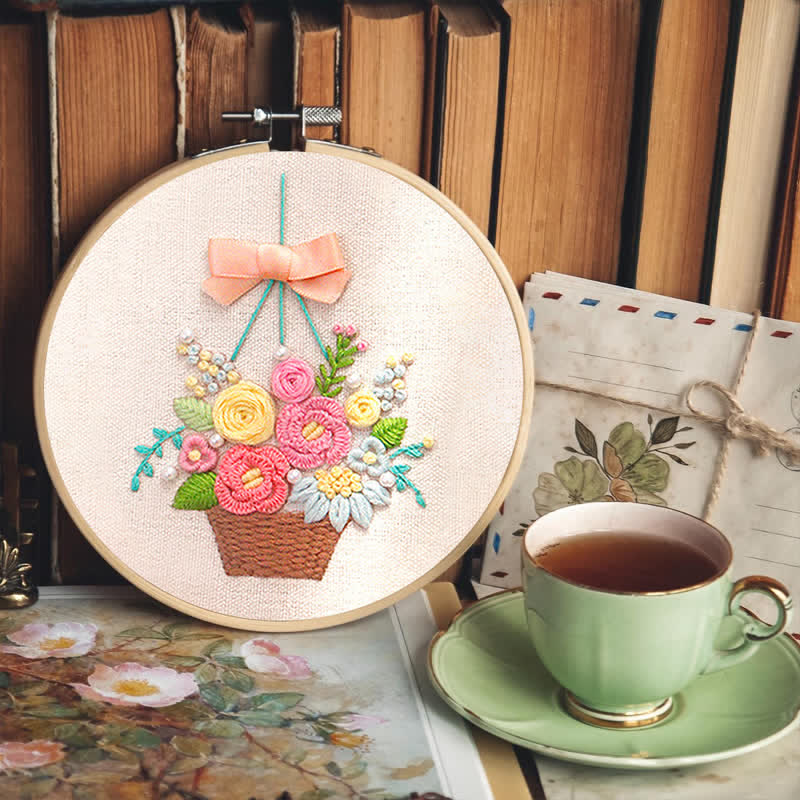 Rubbyoo Embroidery Kit - Basket Of Peonies - image 6