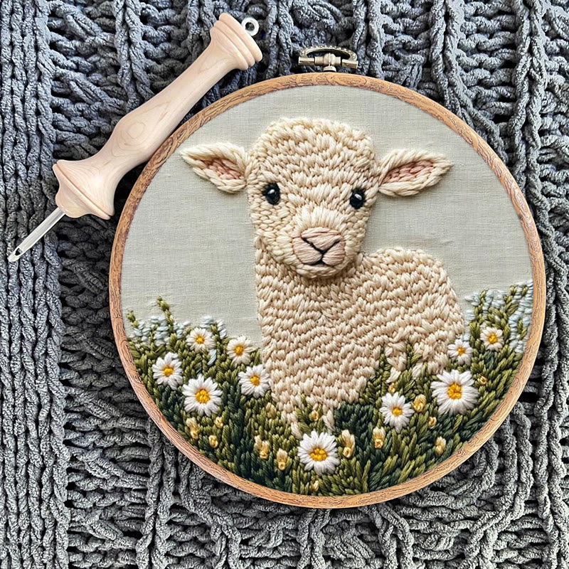 Little Lamb Punch Needle Kit - Daisies Pattern Craft | Perfect For Beginners - image 10