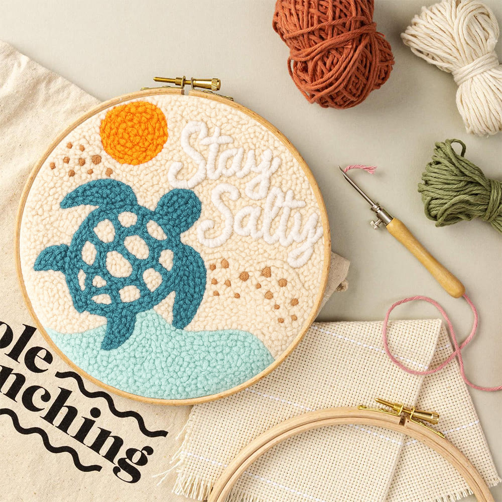 Seaside Turtle Punch Needle Kit - Summer Handmade Decoration |  Diy Needle Craft  - image 6