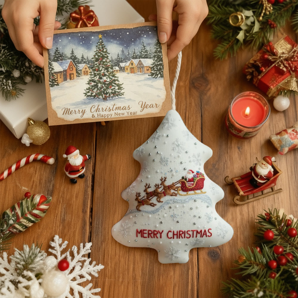 Rubbyoo Tree-shaped Embroidery Kit - Santa’s Sleigh Ride | Whimsical Embroidery Design | Heartwarming Christmas Keepsake - image 9