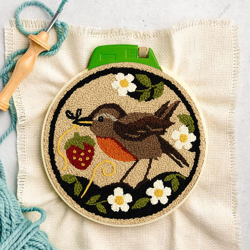 Strawberry Bird Punch Needle Kit - Diy Needle Yarn Craft | Beginner Handmade Art - image 7