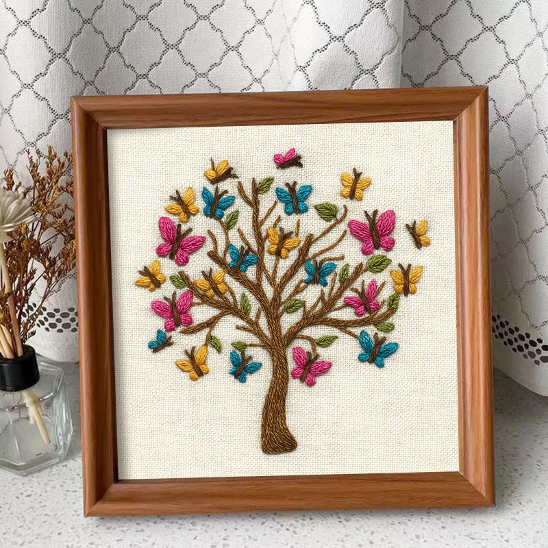 Rubbyoo Embroidery Kit - Colourful Butterfly With Tree | Charming Handmade Craft | Perfect Hanging Decor - Embroidery Kit Plus An Extra Frame - image 8