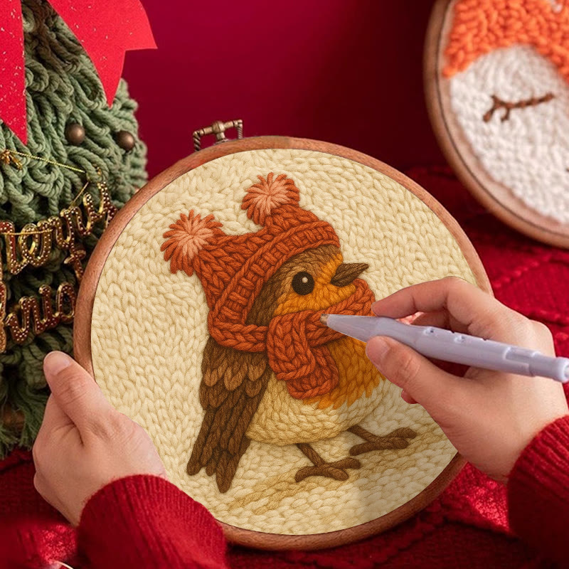 Cute Robin Punch Needle Kit - Handmade Bird Needlework | Diy Yarn Art Craft - image 5