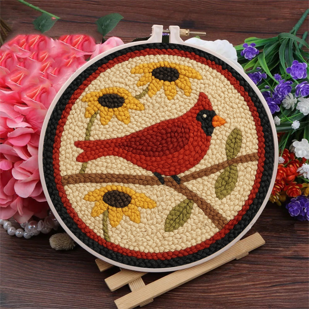Floral Cardinal Punch Needle Kit - Nice Gifts For Bird Lovers |  Perfect For Christmas Decor - image 7