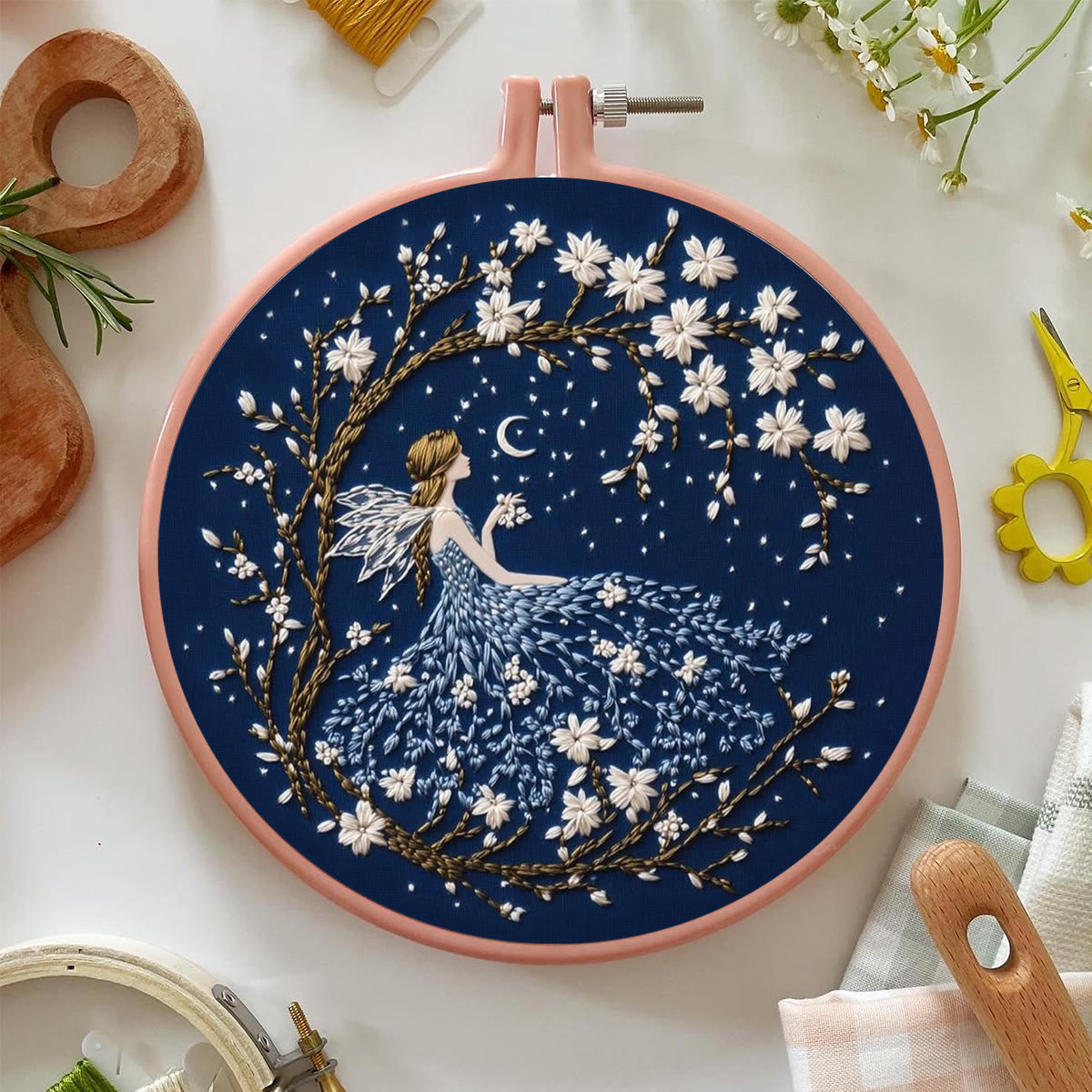 Rubbyoo Embroidery Kit - Blue Fairy |  Pretty Handmade Sewing Kit | Elegant Fairy-Tale Motif Gift For Her - image 7