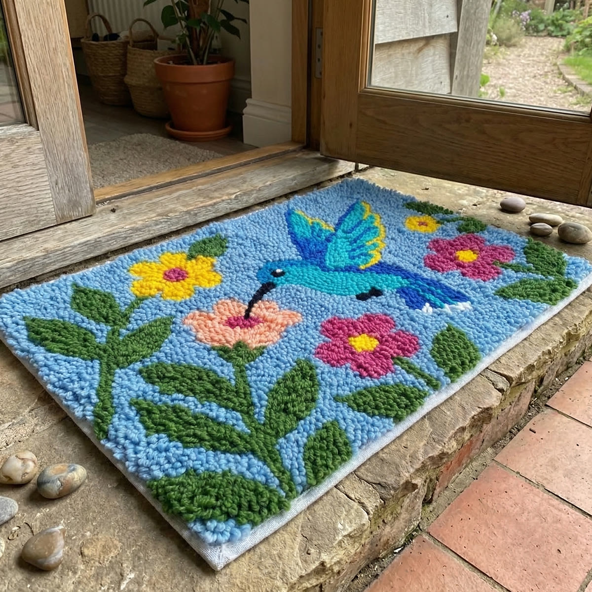 Rubbyoo Latch Hook Rug Kit - Hummingbird | Decorative Outdoor Mat |  Diy Hook Craft  - image 4