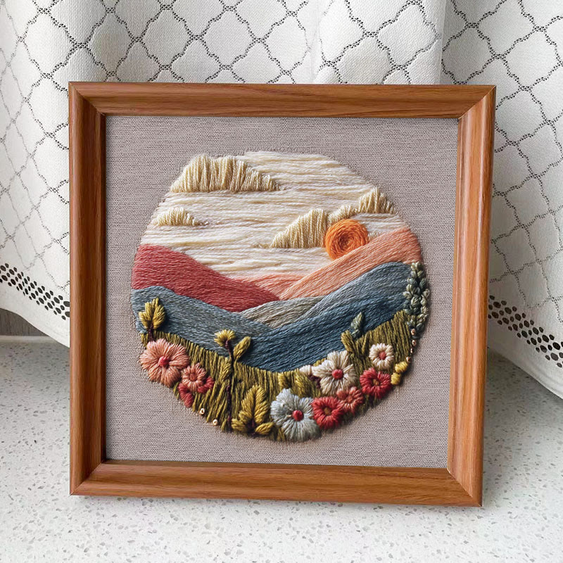Rubbyoo Embroidery Kit - Charming Mountain | Unique Housewarming Gifts | Perfect For Desk Decor - Embroidery Kit Plus An Extra Frame - image 7