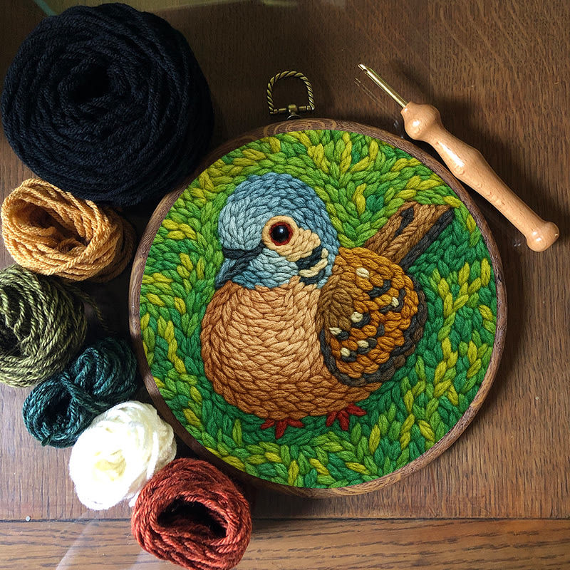 Little Sparrow Punch Needle Kit - Animal Yarn Craft | Relaxing Handmade Artwork - image 6