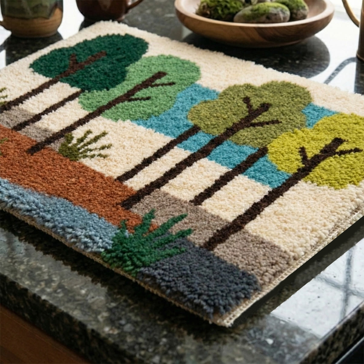 Rubbyoo Latch Hook Rug Kit - Forest View | Vibrant Landscape Mat | Diy Bedroom Carpet - image 8