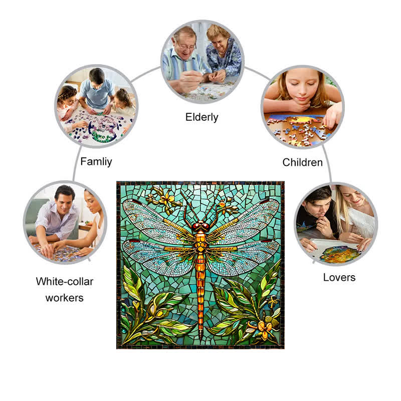 Green Dragonfly - Wooden Jigsaw Puzzle