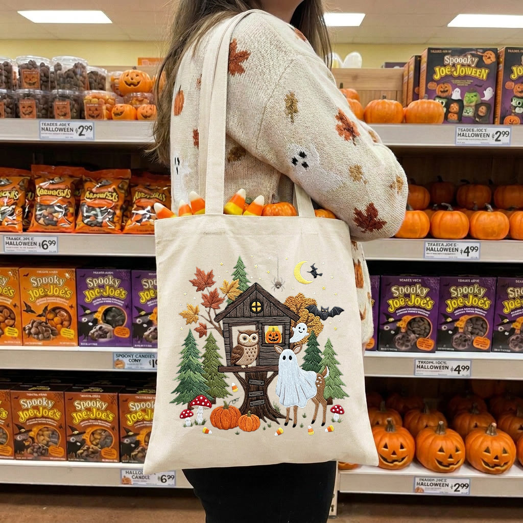 Rubbyoo Embroidery Tote Bag Kit - Witchy Forest Party | Spooky Gift For Kids | Trick-or-treat Canvas Bag - image 6