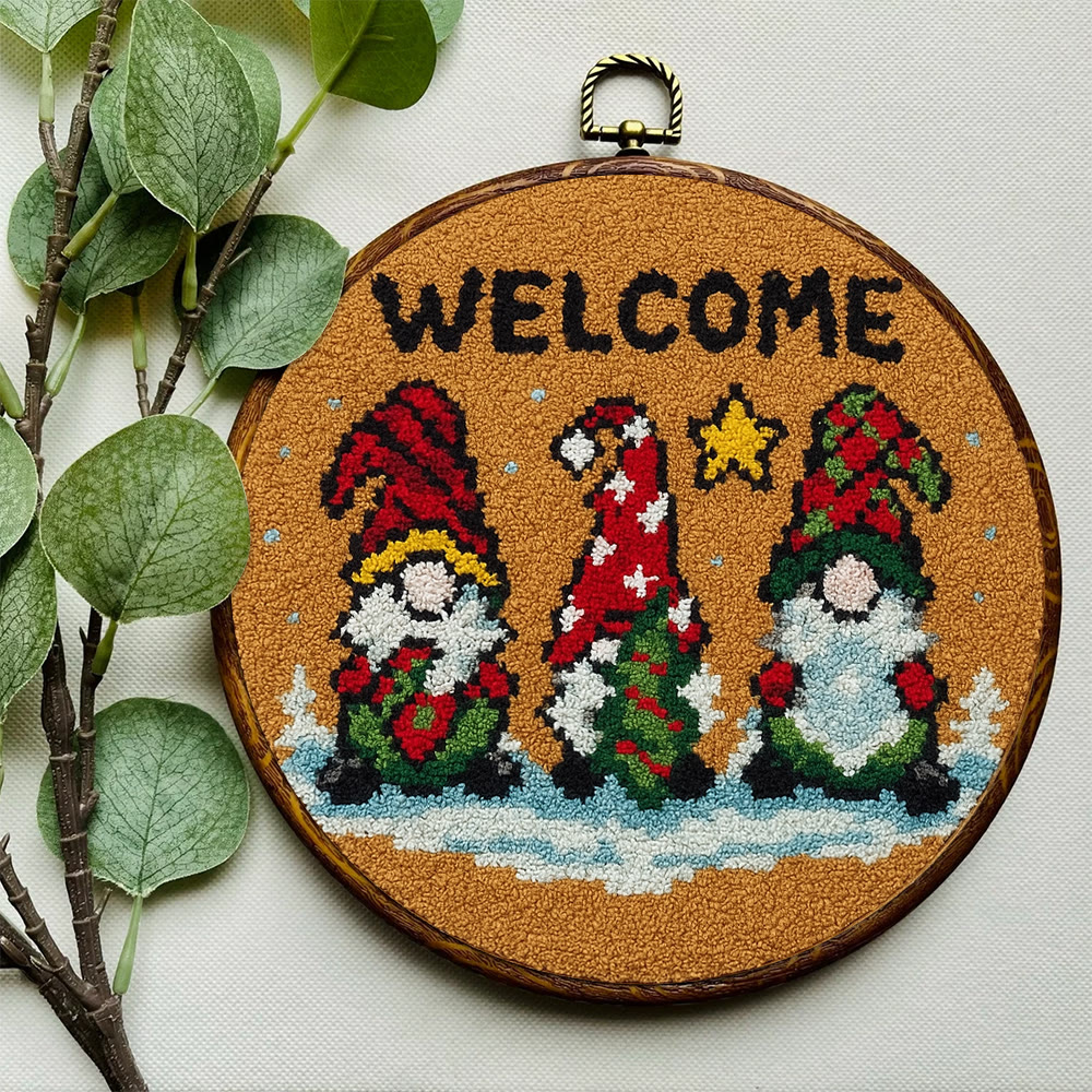 Christmas Gnome Welcome Punch Needle Kit - Holiday Craft | Festive Handmade Wall Decor - image 6