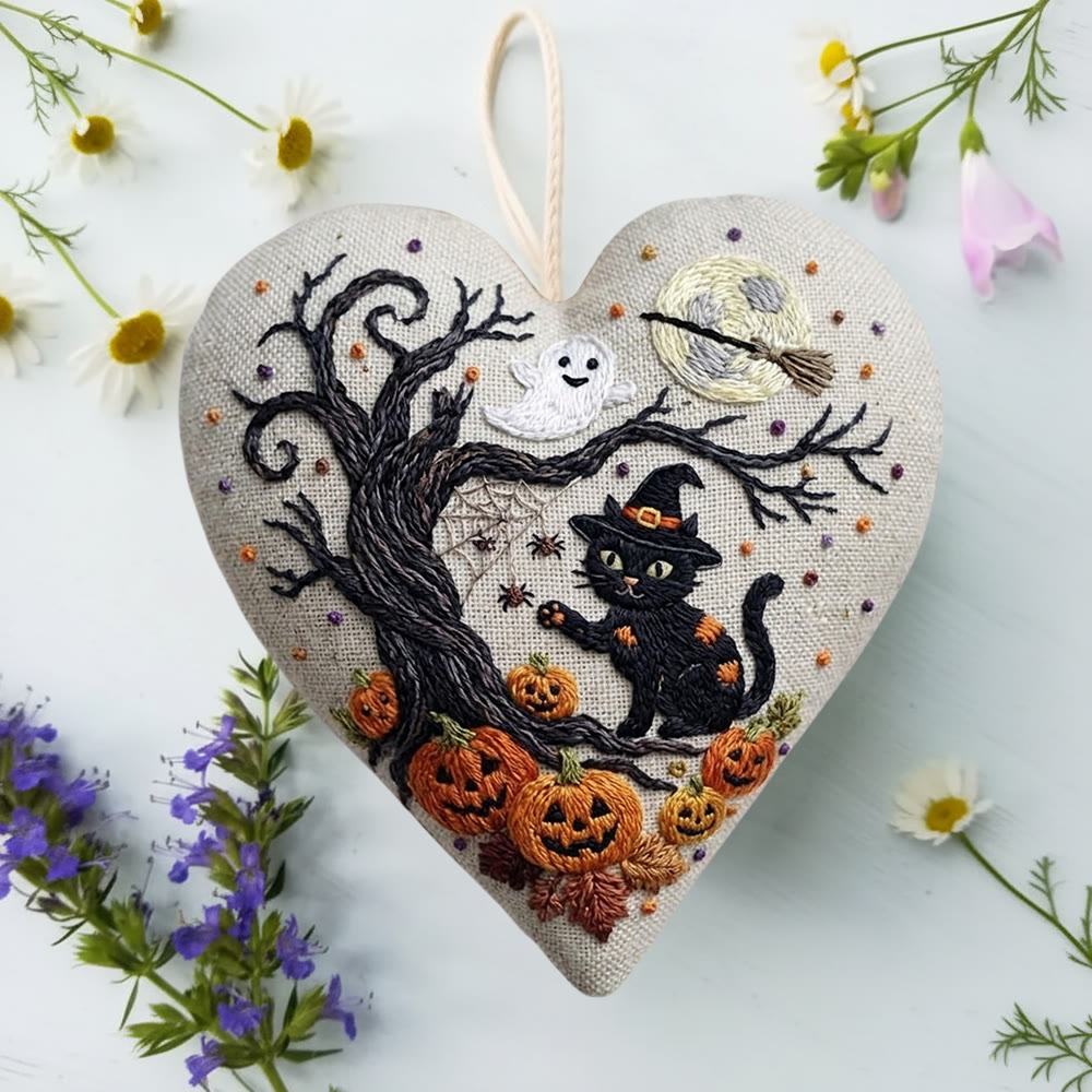 Rubbyoo Heart Embroidery Kit - Magical Cat Wizard | Intricate Gothic Style Pattern | Halloween Bag Accessory - image 4