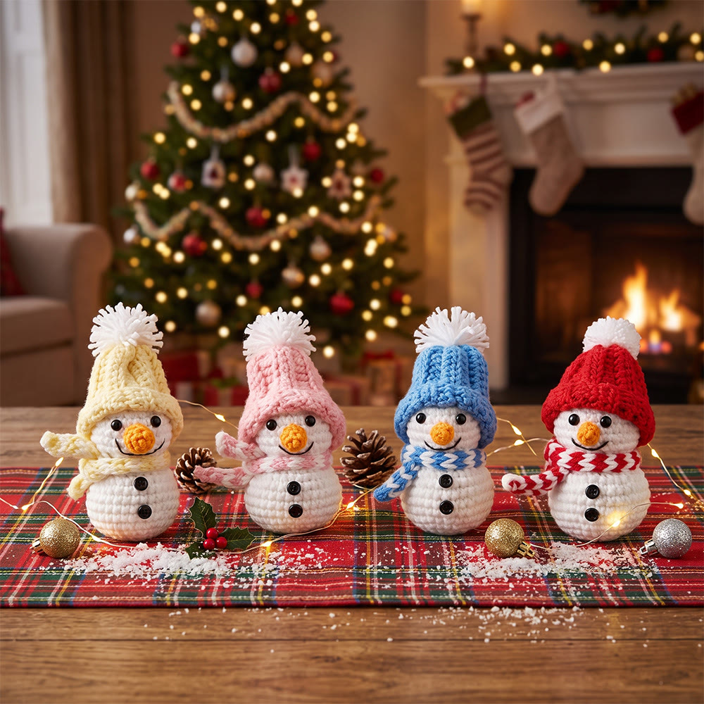 Rubbyoo Cute Crocheted Snowman - Handmade Christmas Crochet Ornament | Cozy Holiday Keychain Gift  - image 1