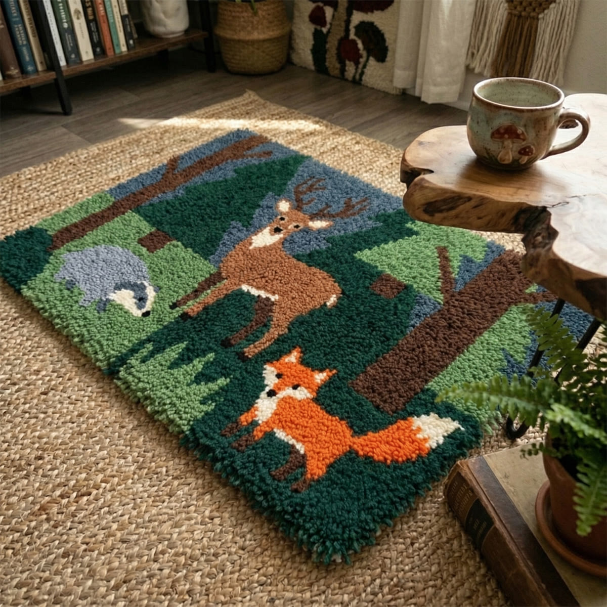 Rubbyoo Latch Hook Rug Kit - Forest Scene | Vintage Carpet Handicraft | Special Housewarming Gift - image 4