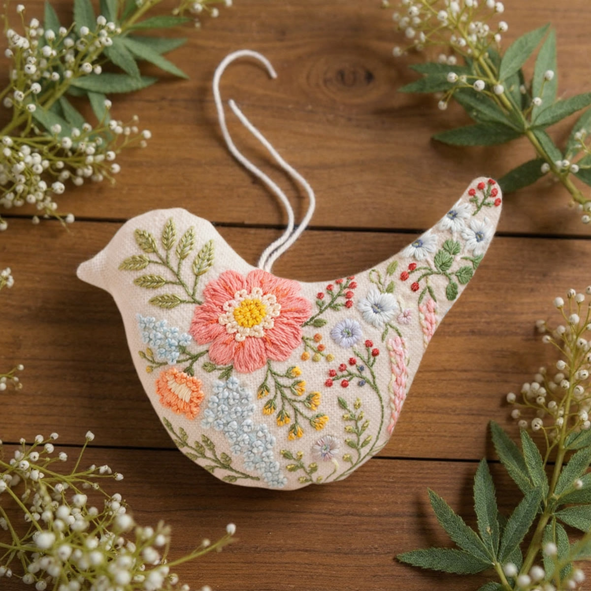 Rubbyoo Bird-shaped Embroidery Kit - Wildflower Garden Design | Diy Handmade Gift For Mom | Whimsical Wall Decor - image 4