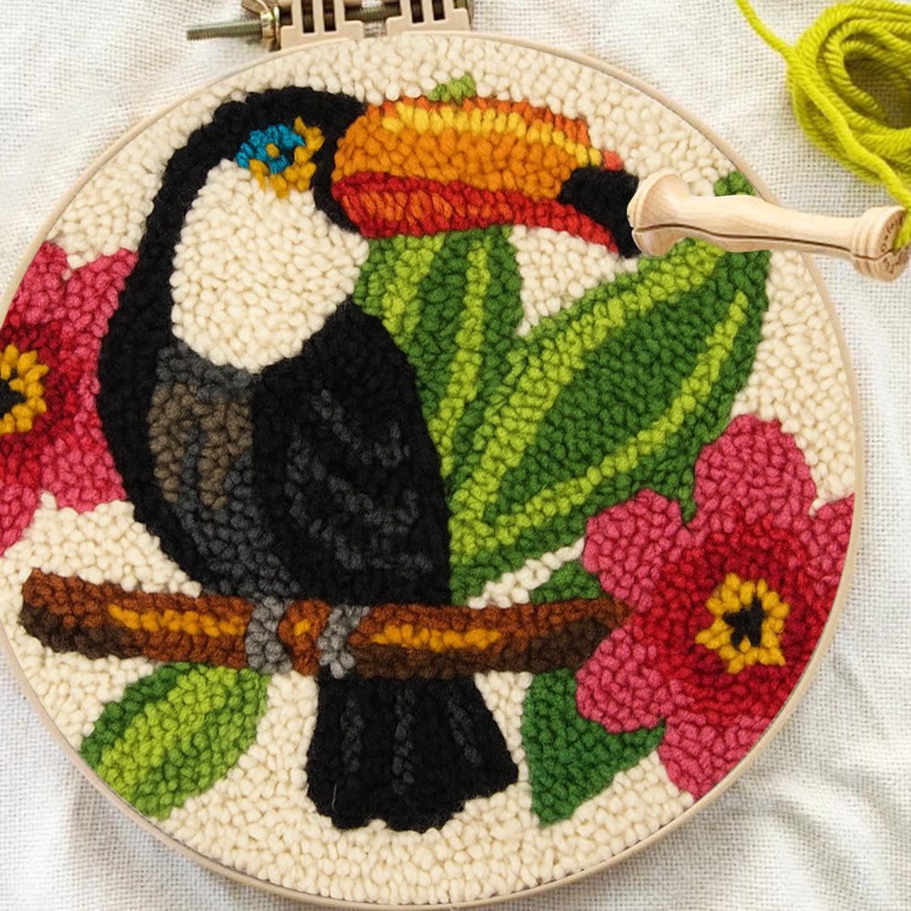 Toucan Bird Punch Needle Kit - Diy Animal Hoop Art | Nice Gifts For Bird Lovers  - image 6