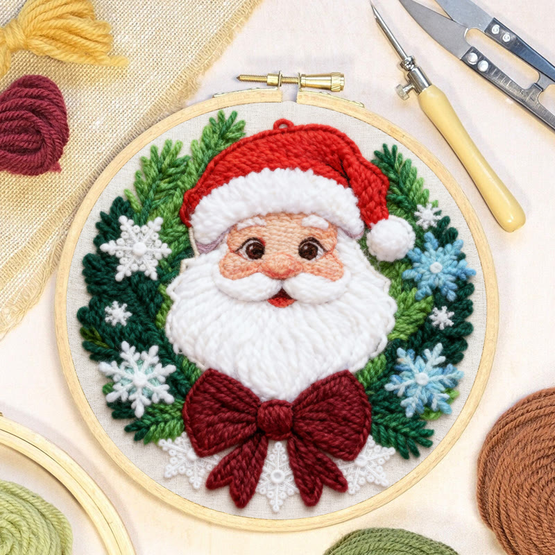 Happy Santa Claus Punch Needle Kit - Diy Beginner Handicraft | Christmas Tree Hanging Art - image 4