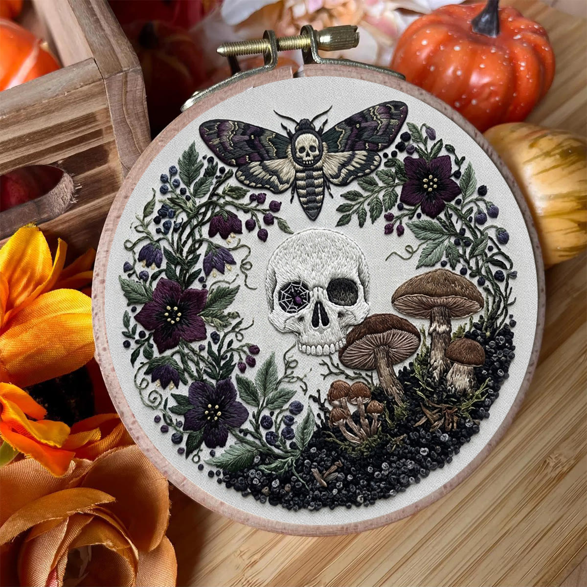 Rubbyoo Embroidery Kit - Skeleton Tomb | Bizarre Aesthetic Decor | Handmade Halloween Vibe Gift - image 5