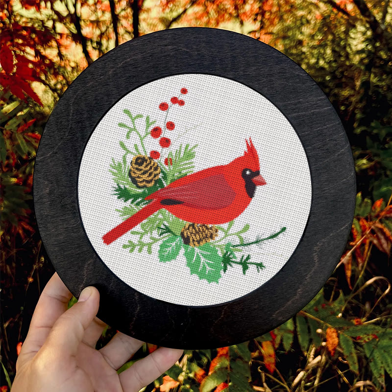  Cross Stitch Kit - Northern Cardinal | Floral Bird Stitch Art | Nice Handmade Decorative Craft  - image 9