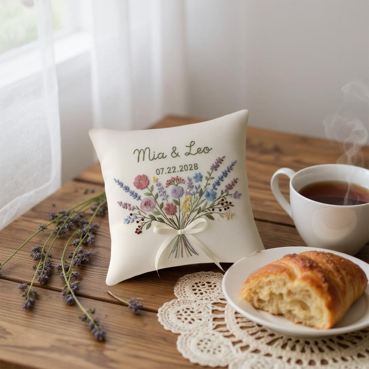 Rubbyoo Personalized Ring Bearer Pillow Embroidery Kit - Colorful Floral Bouquet | Beginner-friendly Handcraft | Elegant Gifting - image 8