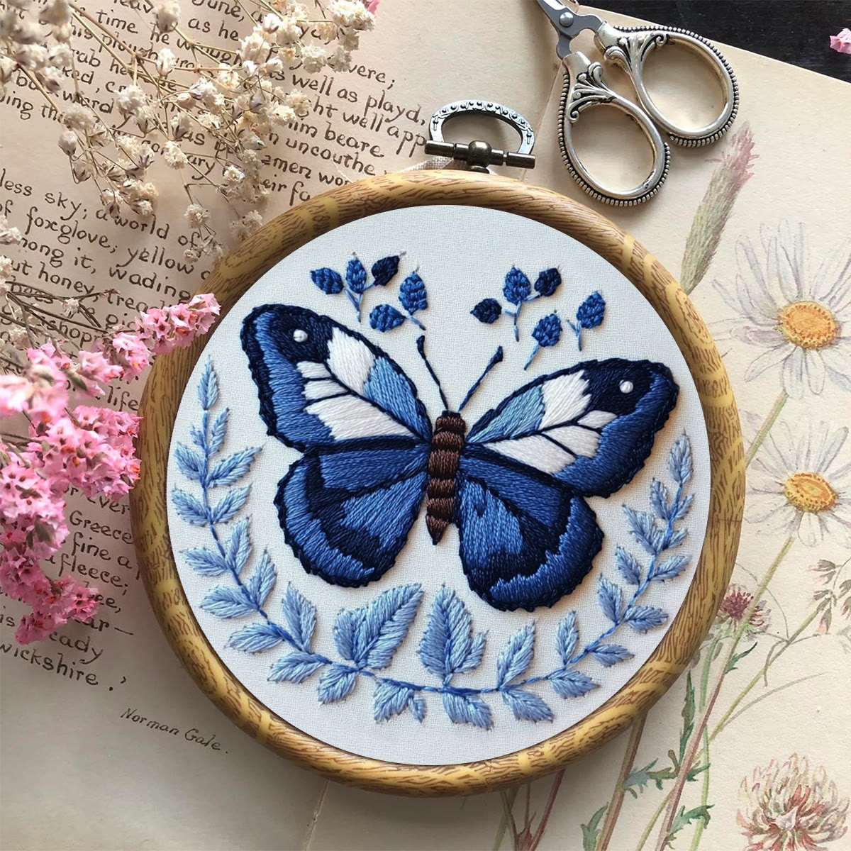 Rubbyoo Embroidery Kit - Deep Blue Butterfly - image 9