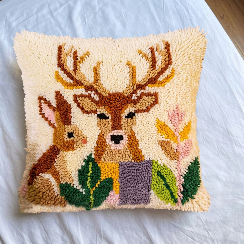 Rubbyoo Latch Hook Pillow Kit - The Deer And The Rabbit | Lovely Animal Handicraft | Decorative Cushion Cover  - image 6