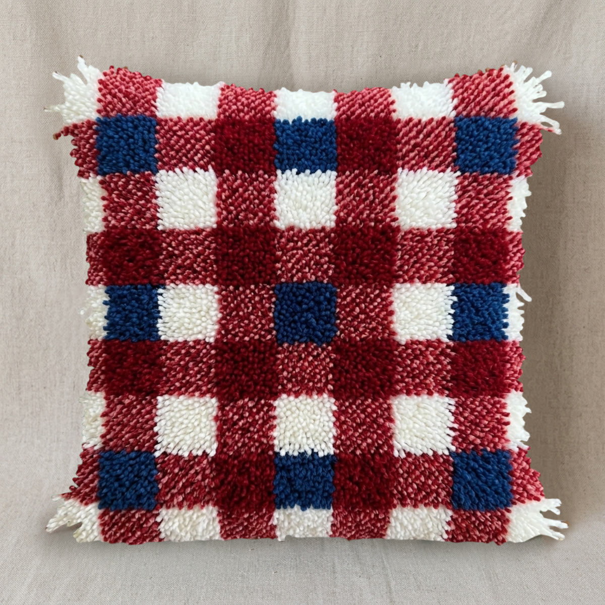 Rubbyoo Latch Hook Pillow Kit - Classic Plaid Design | Americana-inspired Handicraft | Unique Pillow Cover  - image 8