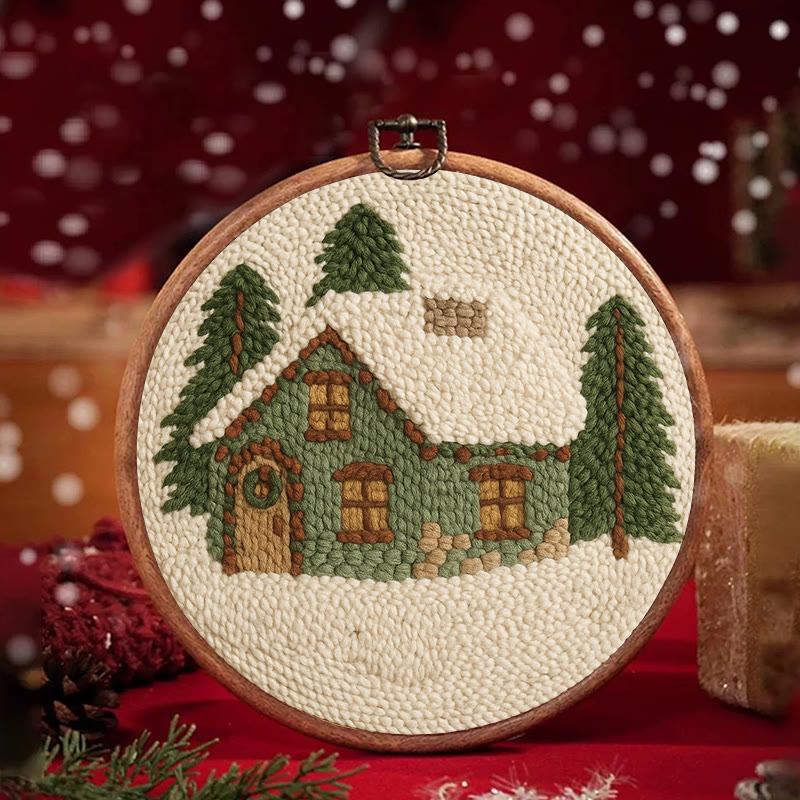  Snowy Forest Punch Needle Kit - Christmas Winter Handicraft | House Scenery For Room Decor - image 3