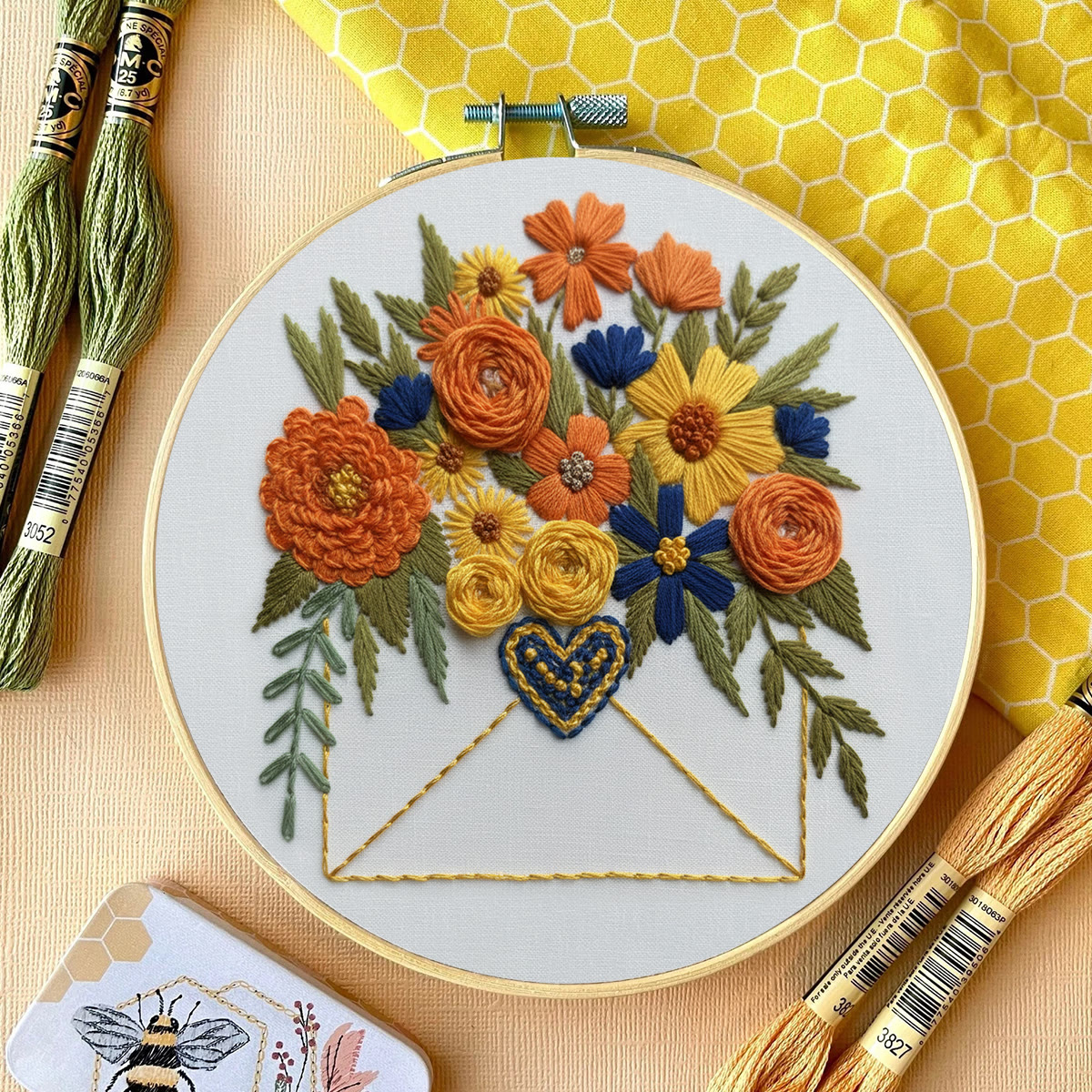 Rubbyoo Embroidery Kit - Floral Envelope With Heart | Relaxing Craft Session | Artistic Home Accent - image 13