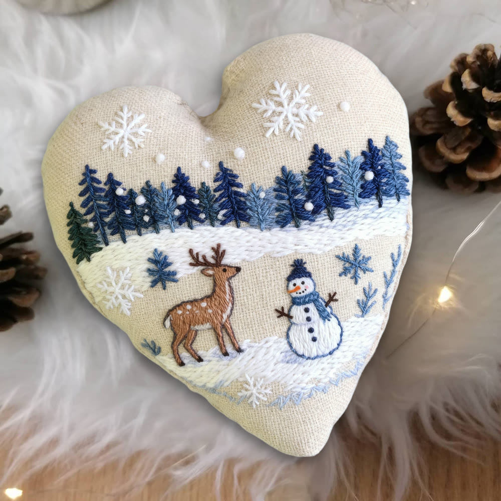 Rubbyoo Heart Embroidery Kit - Deer And Snowman | Handmade Winter Craft | Diy Home Decoration  - image 5