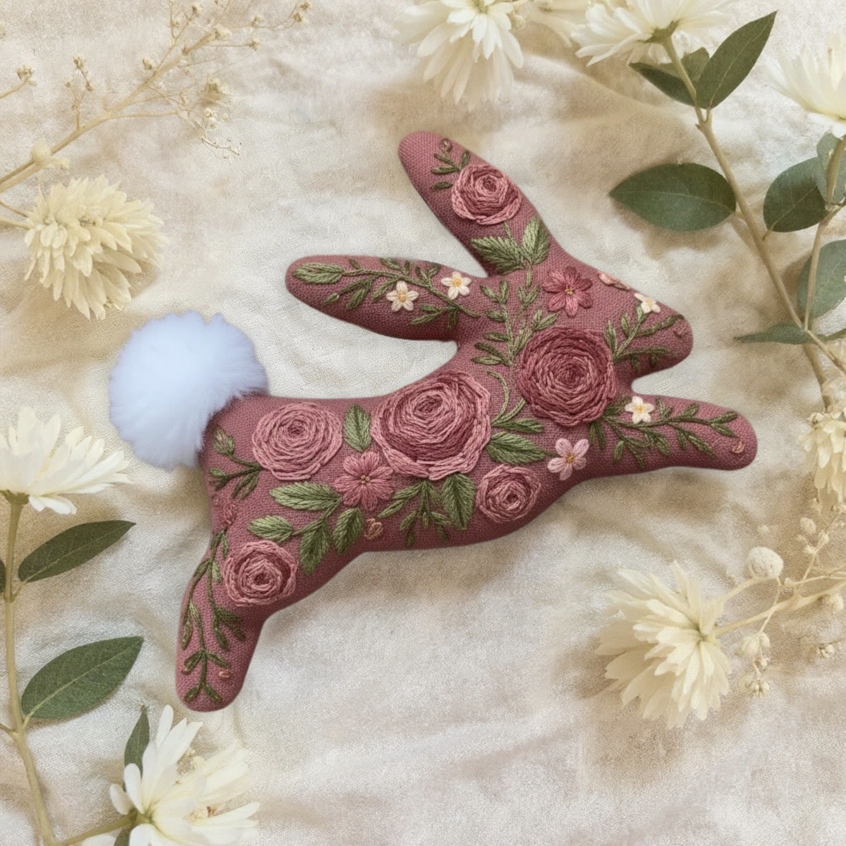 Rubbyoo Rabbit Embroidery Kit - Romantic Flowers | Unique Floral Art  | Gift For Mom - image 5